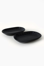 Hermia X00017603 Juego Fuentes Gres Cerámico Negro Mate 15 x 25 cm (2 Piezas) Apto Microondas Lavavajillas